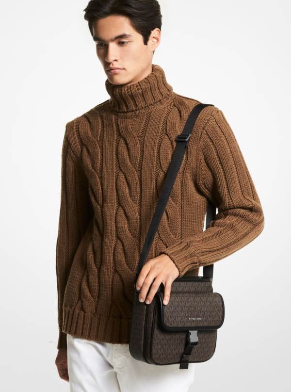 Panske Crossbody Kabelka Michael Kors Cooper Logo Čierne Hnede - Tasky Michael Kors Vypredaj | AROLT-7580